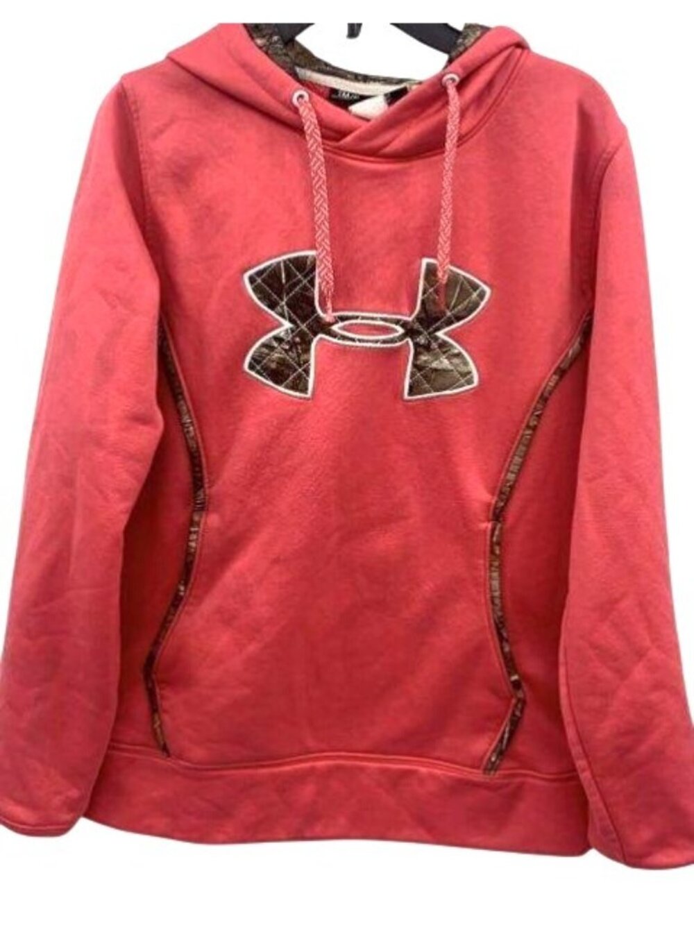 Women's Under Armour Hoodie Camo Logo Semi-Fitted Pullover Size Small